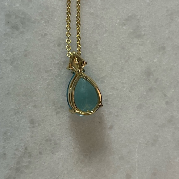 14 KGE Lind ESPO VTG necklace teardrop shape blue stone - Picture 5 of 5